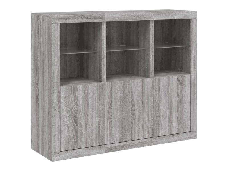  Buffets avec lumières led 3 pcs - bahut - meuble de rangement sonoma gris bois d'ingénierie  - Conforama E