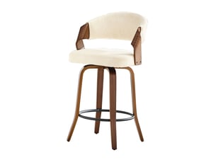 Ensemble de 2 tabourets de bar avec dossier - hauteur 95 cm, piètement bois, housse en lin, sans table