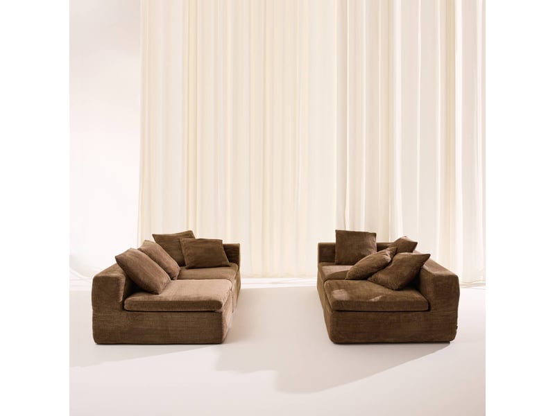  Canapé modulable tissu chenille 5 places marron - movi  - Conforama C