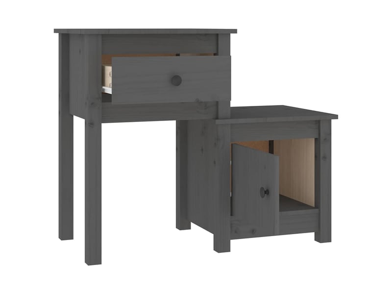  Lot de 2 tables de chevet - cabinet de chevet - table de nuit gris 79,5x38x65,5 cm bois de pin massif  - Conforama C