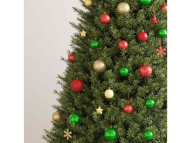  Ensemble de boules de noël 112 pcs rouge vert doré polystyrène  - Conforama C