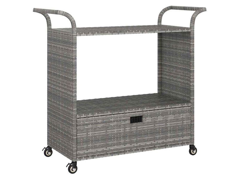  Chariot de service, chariot de bar avec tiroir gris 100x45x97 cm résine tressée  - Conforama A