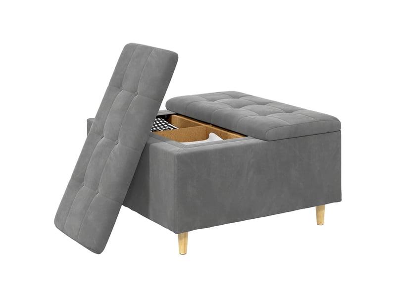  Ottoman, repose pied salon avec rangement gris foncé 80x80x45 cm velours  - Conforama C