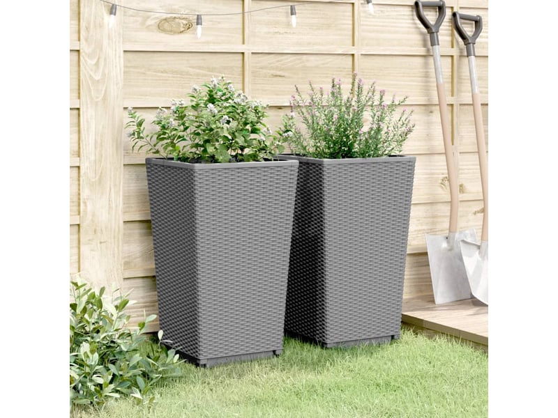  Jardinière - bac à fleurss 2 pcs gris clair 32,5x32,5x57 cm polypropylène  - Conforama C