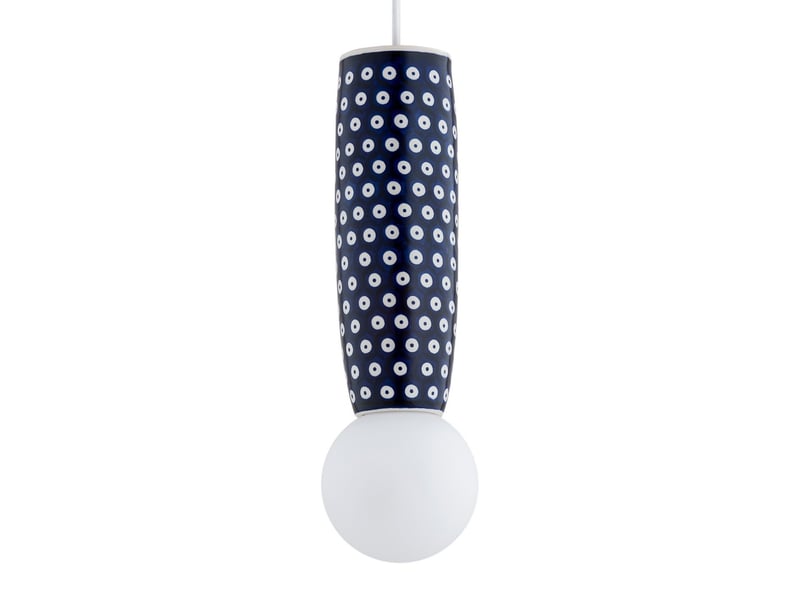 Argon boll suspension fine artisanale boll, bleu cobalt profond, pois blancs, culot g9, ip44  - Conforama C