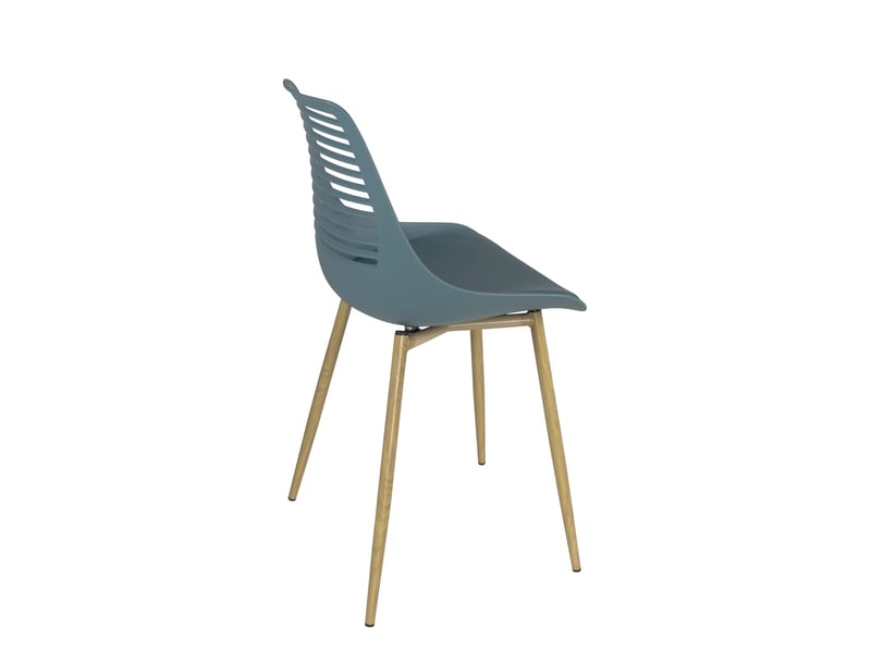  Lot de 2 chaises de cuisine vintage geos avec dossier ajouré, assise rembourrée bleue  - Conforama E