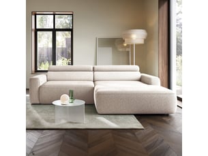 Selsey fando - canapé d'angle - 252 cm - tissu tressé beige clair - côté droit