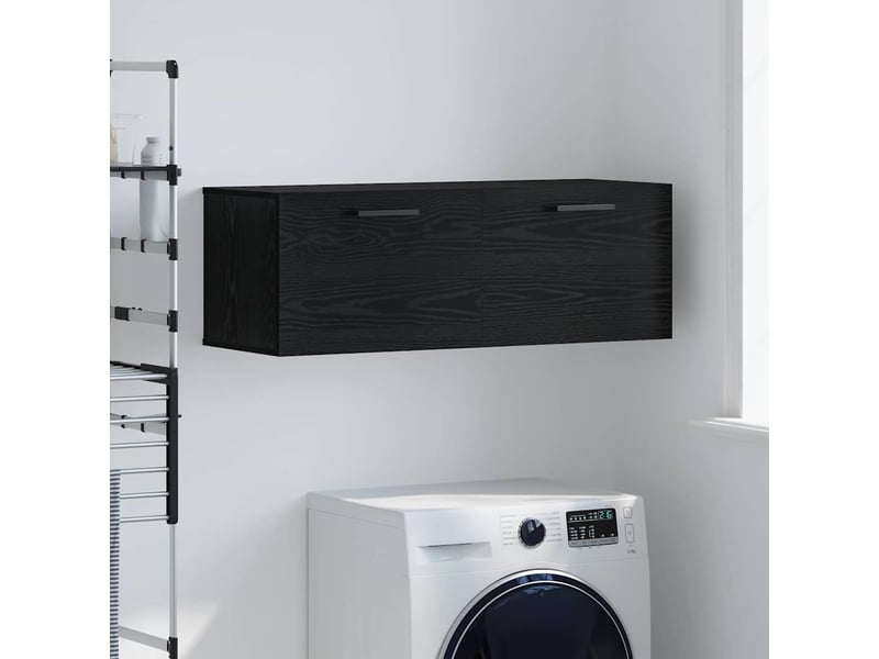  Meuble mural, rangement salon 100 x 36.5 x 35 cm bois d'ingénierie chêne noir shl4648  - Conforama B
