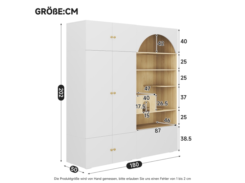 Armoire multifonction 180 x 50 x 200 cm avec penderie et mur d’escalade, ensemble de rangement pour chambre, salon ou entrée - blanc et effet bois OPULERANE TRADING LTD - Conforama C