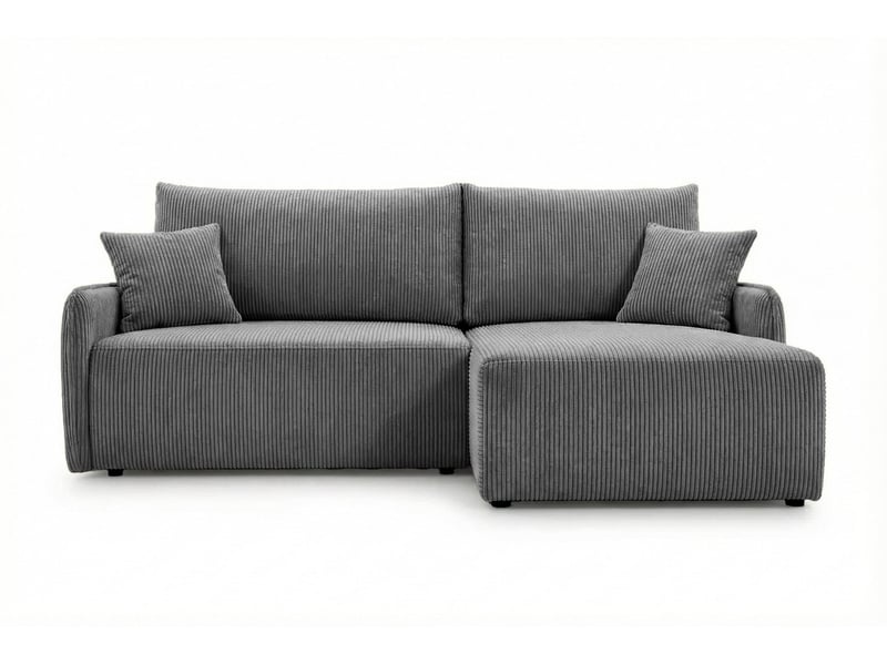  Sacha - canapé d'angle convertible petit velours côtelé 3 places gris foncé  - Conforama A