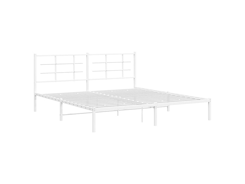  Lit double- lit adulte -  cadre de lit métal sans matelas et tête de lit blanc 180x200 cm  - Conforama B