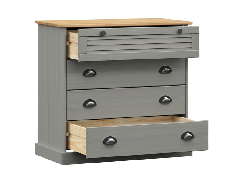  Commode, armoire à tiroirs bureau vigo gris 80x40x76 cm bois massif de pin  - Conforama E