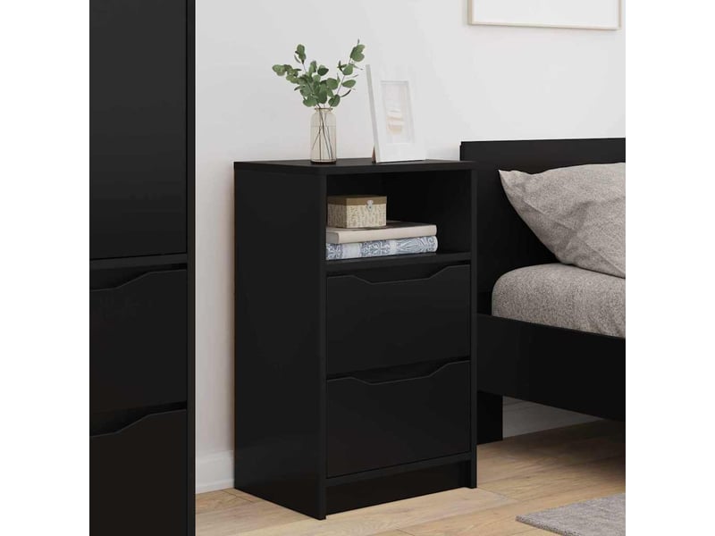  Tables de chevet 2 pièces noir 40 x 30 x 467 cm bois d'ingénierie  - Conforama D