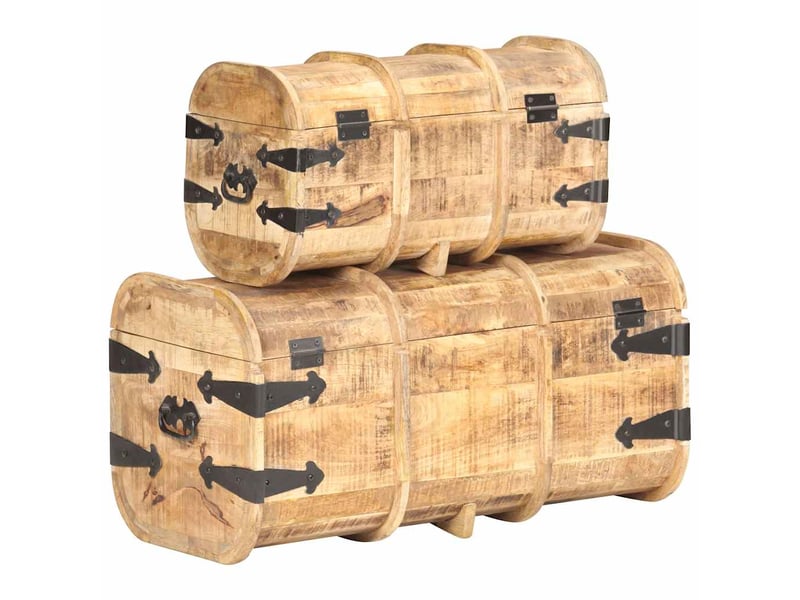  Coffres de rangement 2 pcs bois de manguier massif  - Conforama D