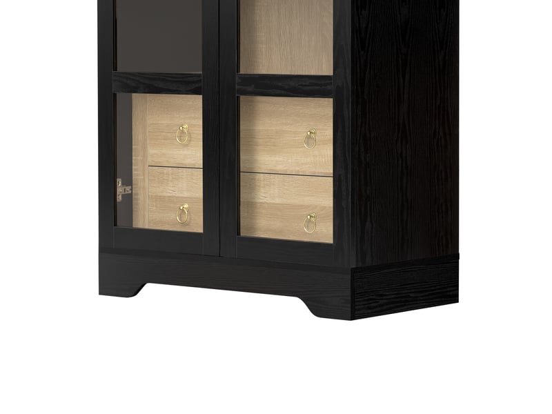  Buffet haut 2 portes en verre et 2 tiroirs noir 76.2 x 40.1 x 180 cm  - Conforama E