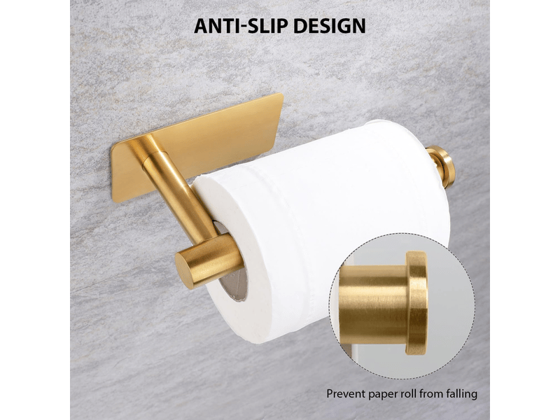 Porte-papier toilette en acier inoxydable, sans perçage, adapté à la salle de bain et à la cuisine, carré doré - Conforama E