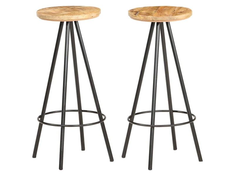  Lot de 2 tabouret de bar, chaise de bar bois de manguier brut  - Conforama B