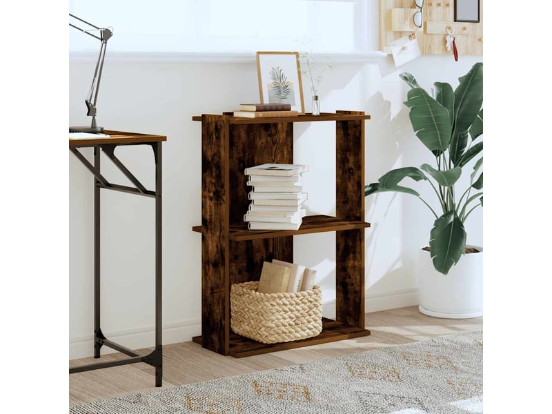  Bibliothèque 3 niveaux, armoire à livres chêne fumé 60x30x80 cm bois d'ingénierie  - Conforama C