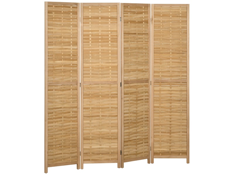  Paravent en bois séparateur de pièce closion de séparation pliable 4 panneaux en bambou naturel clair 160 x 170 cm  - Conforama B