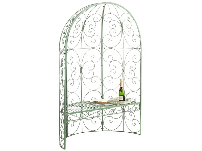  Banc de jardin avec arche à rosiers en métal vert vieilli style vintage mdj10185  - Conforama A