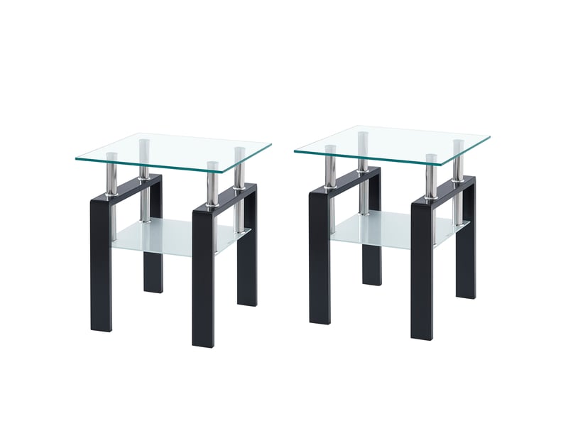  Lot de 2 tables d'appoint en verre trempé 45 x 45 cm evryae  - Conforama A