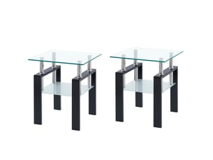 Lot de 2 tables d'appoint en verre trempé 45 x 45 cm evryae