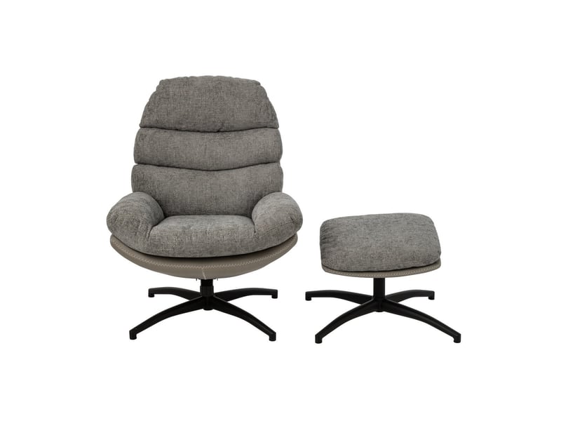  Fauteuil avec pouf repose-pieds vesna 102cm gris  - Conforama C
