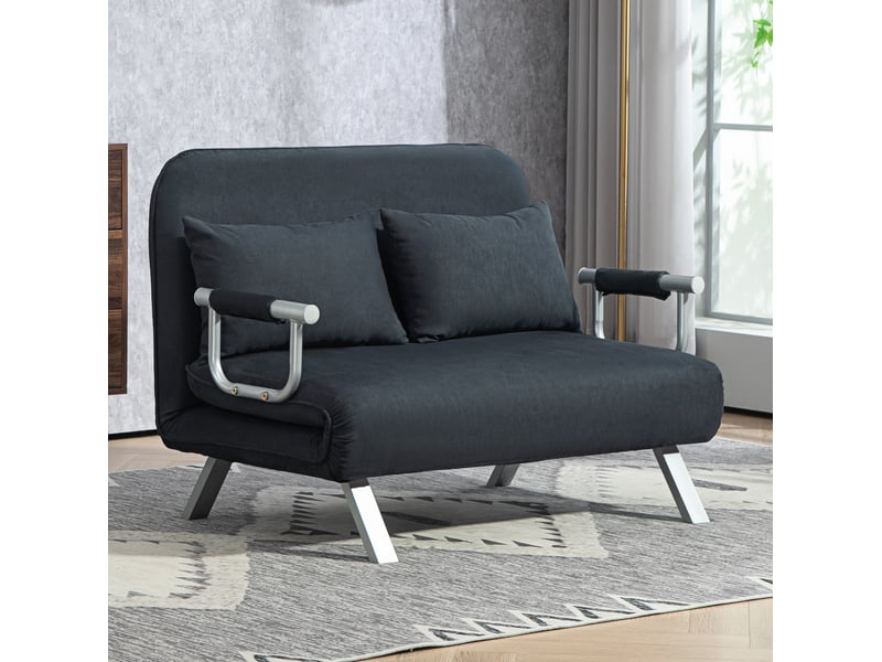  Canapé convertible 2 places 111 x 80 x 78 cm en métal avec dossier réglable noir chicfurn  - Conforama B
