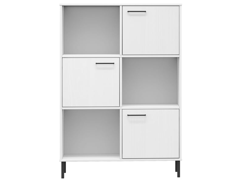  Bibliothèque, armoire à livres avec pieds en métal blanc 90x35x128,5 cm bois oslo  - Conforama D