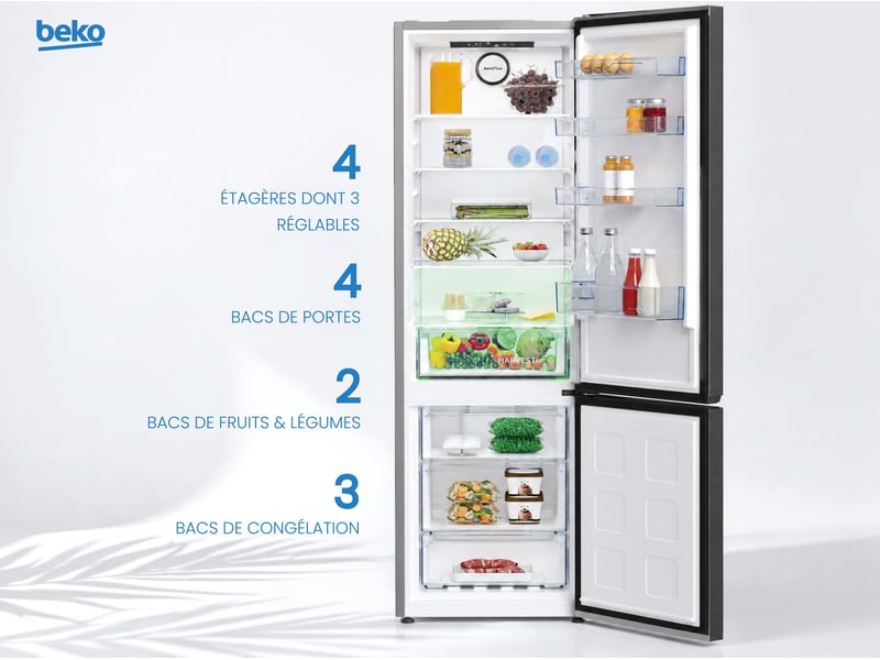Réfrigérateur combiné (congélateur en bas) BEKO B5RCNE406HXBR - Conforama D