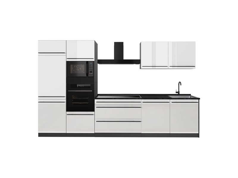  Vicco cuisine, blanc haute brillanceanthracite, 340cm plan de travail anthracite  - Conforama A