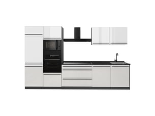 Vicco cuisine, blanc haute brillanceanthracite, 340cm plan de travail anthracite