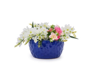 Lot de 3 pots de fleurs en céramique ø 38,130,525,4 cm – bleu antique – drainage intérieurextérieur