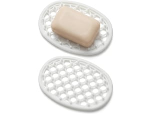 Porte-savons antidérapants en silicone (lot de 2) avec un système de drainage efficace, adaptés aux salles de douche et aux salles de bains.