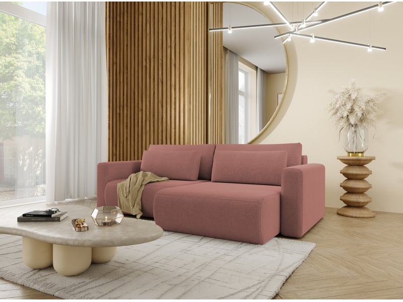  Canapé d'angle convertible 5 places welly rose  - Conforama D