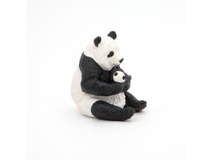 Panda assis et son bébé papo figurine