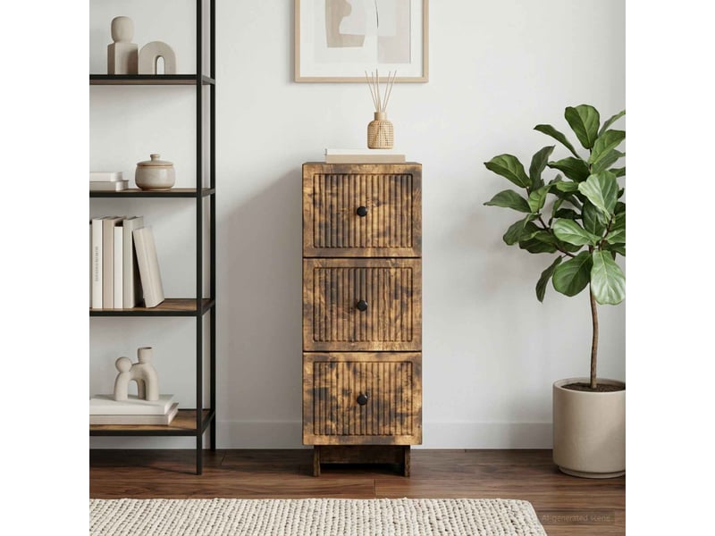  Armoire de rangement bureau, armoire à tiroirs chêne fumé 33 x 34,5 x 90 cm shl97  - Conforama B