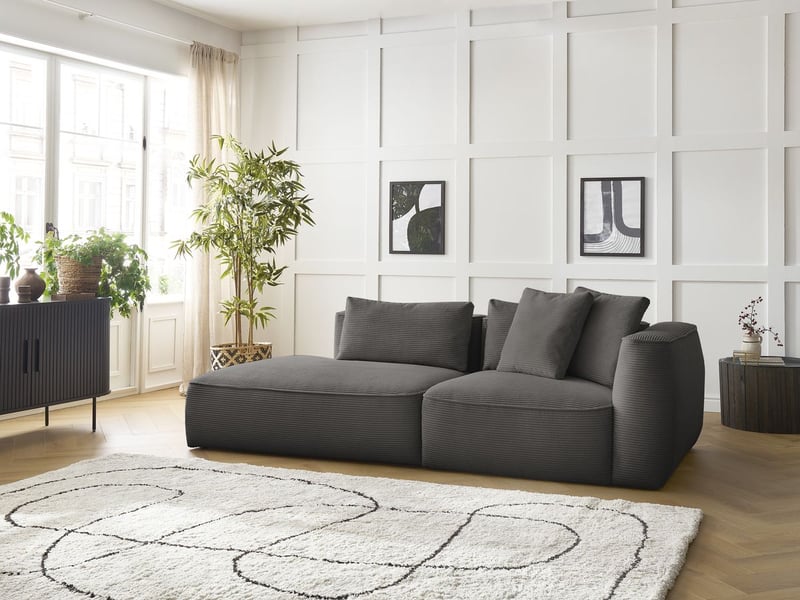  Bobochic canapé droit fixe 3 places leopold velours côtelé taupe  accoudoir droit LEOPOLD - Conforama D