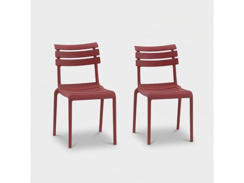  Lot de 2 chaises empilables intérieur et extérieur punat - rouge  - Conforama A