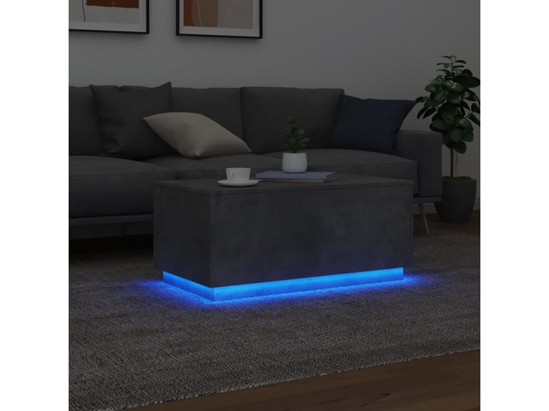  Table basse | table d'appoint salon avec lumières led gris béton 90x50x40 cm shl5428  - Conforama E