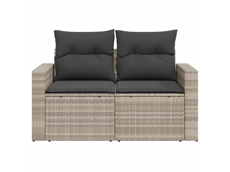  Canapé de jardin 2 places et coussins gris clair résine tressée  - Conforama D