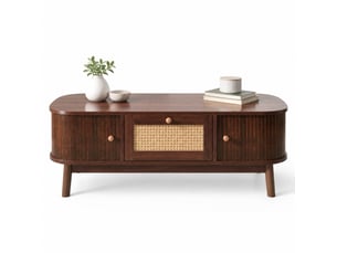 Table basse rectangulaire coloris bois foncé   - 55 cmx110 cm