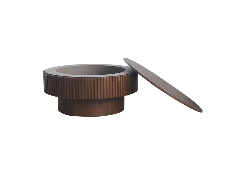  Table basse ronde ø 75 cm, noyer, avec coffre Fay Lum - Conforama A