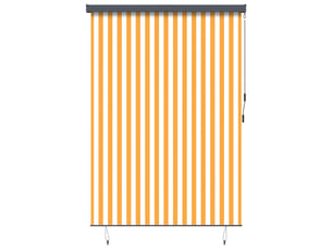 Store enrouleur, store à rouleau blanc et orange 180 x 250 cm tissu et aluminium cf44954