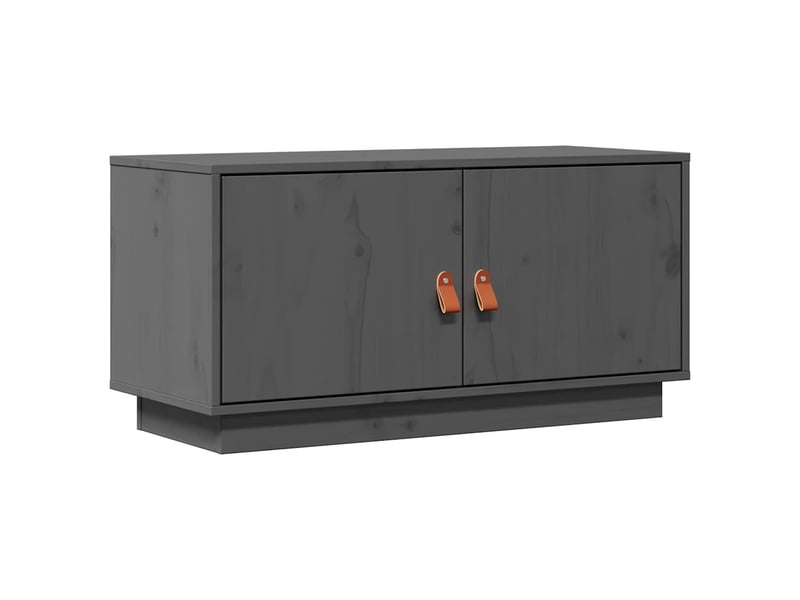  Meuble tv - banc tv - meuble de rangement gris 80x34x40 cm bois de pin massif  - Conforama A