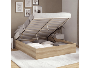 Lit coffre 160x200 cm ID MARKET coloris bois clair