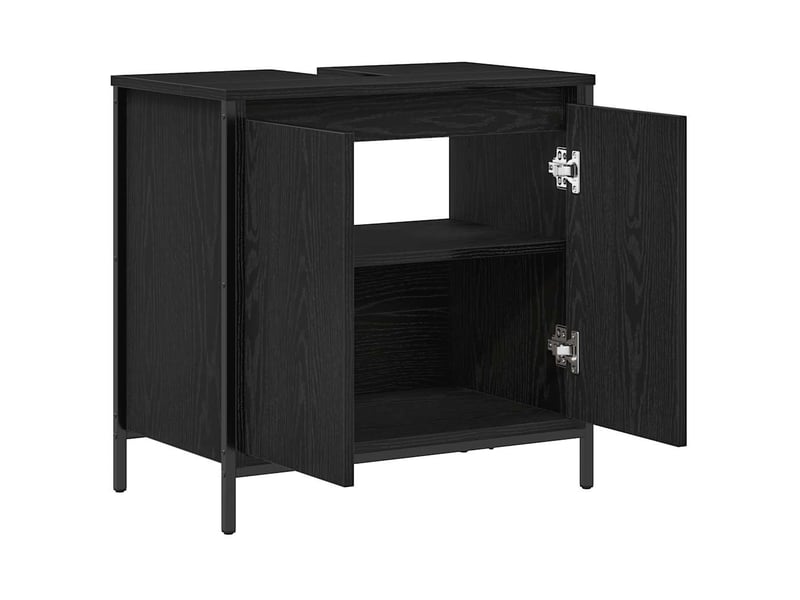  Meuble sous-vasque salle de bain, meuble de rangement noir 60x34.5x60 cm  - Conforama E