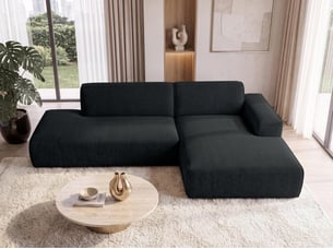 Canapé d'angle droit fixe <strong>AX LIVING </strong> <strong>Didim Duo</strong> 4 places Tissu gris