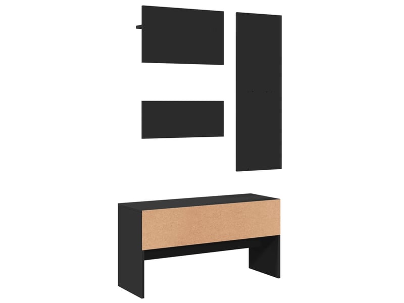  Ensemble de meubles de couloir 4 pcs noir bois d'ingénierie  - Conforama D
