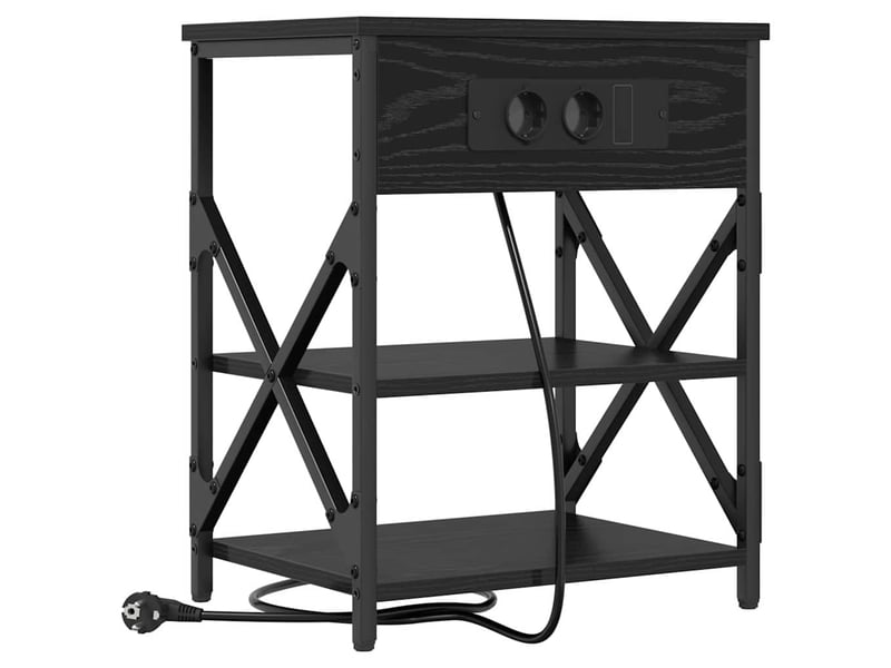 Table de chevet avec étagère 2 pièces chêne noir 41 x 31 x 51 cm - Conforama E